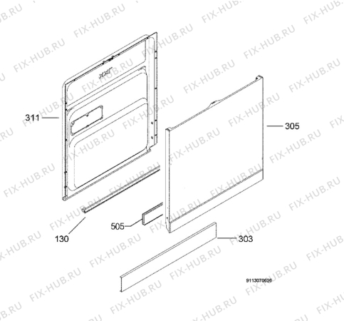 Взрыв-схема посудомоечной машины Electrolux ESF67071XR - Схема узла Door 003